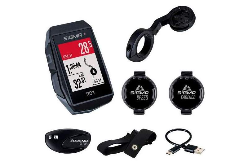 Kit ciclocomputador GPS Sigma Rox 11.1 EVO Sensor 150+ Funciones - negro